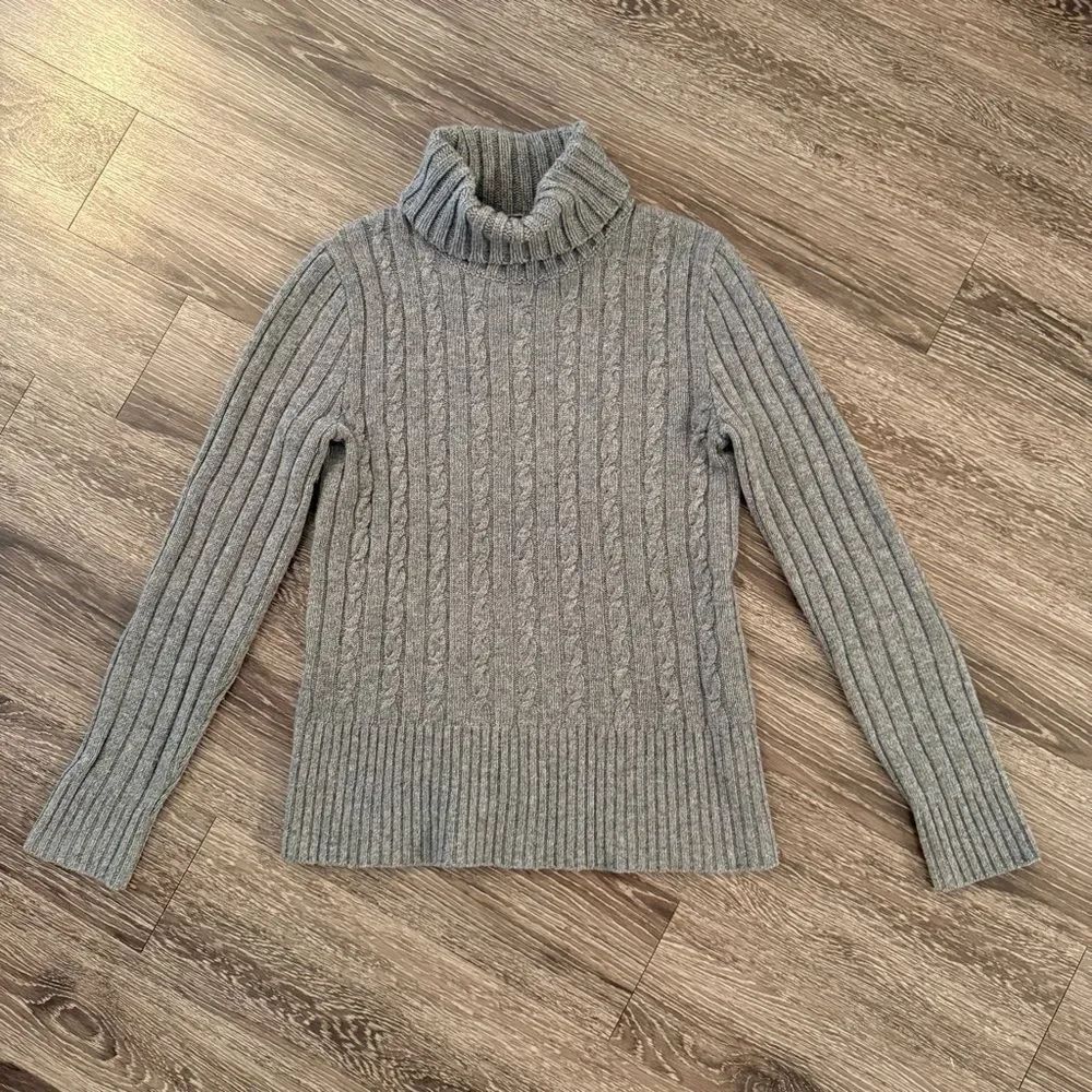 J. Crew Wool Cashmere Blend Cable Turtleneck